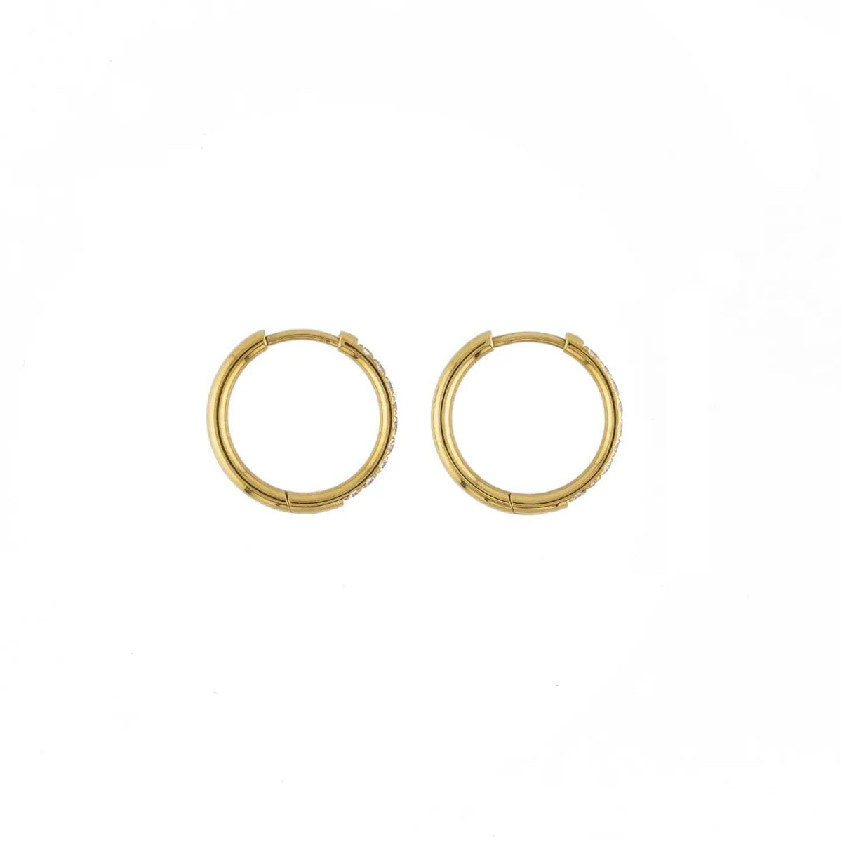 18mm Gold Diamond Hoop Earrings