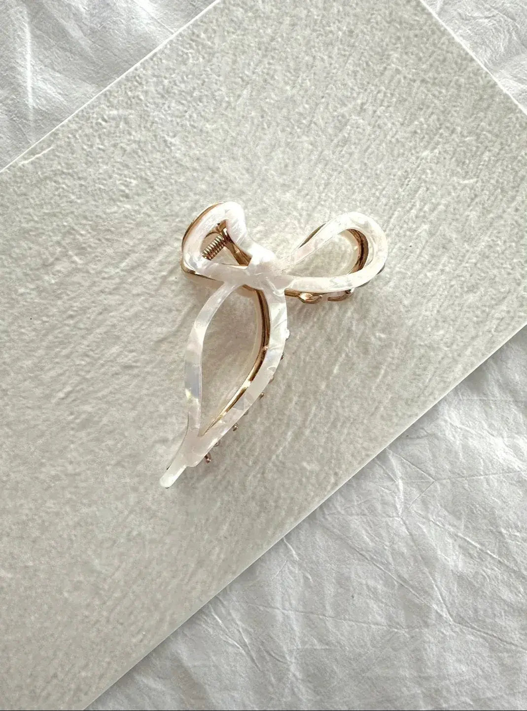 Elegant Gold-Trim Bow Hair Clip