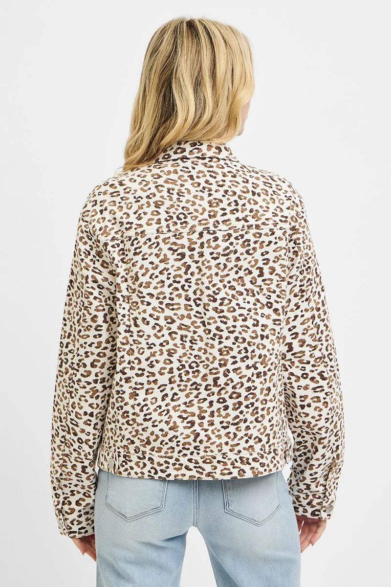 Novalie Leopard Print Denim Jacket | PLUS SIZE AVAILABLE | Risen Jeans