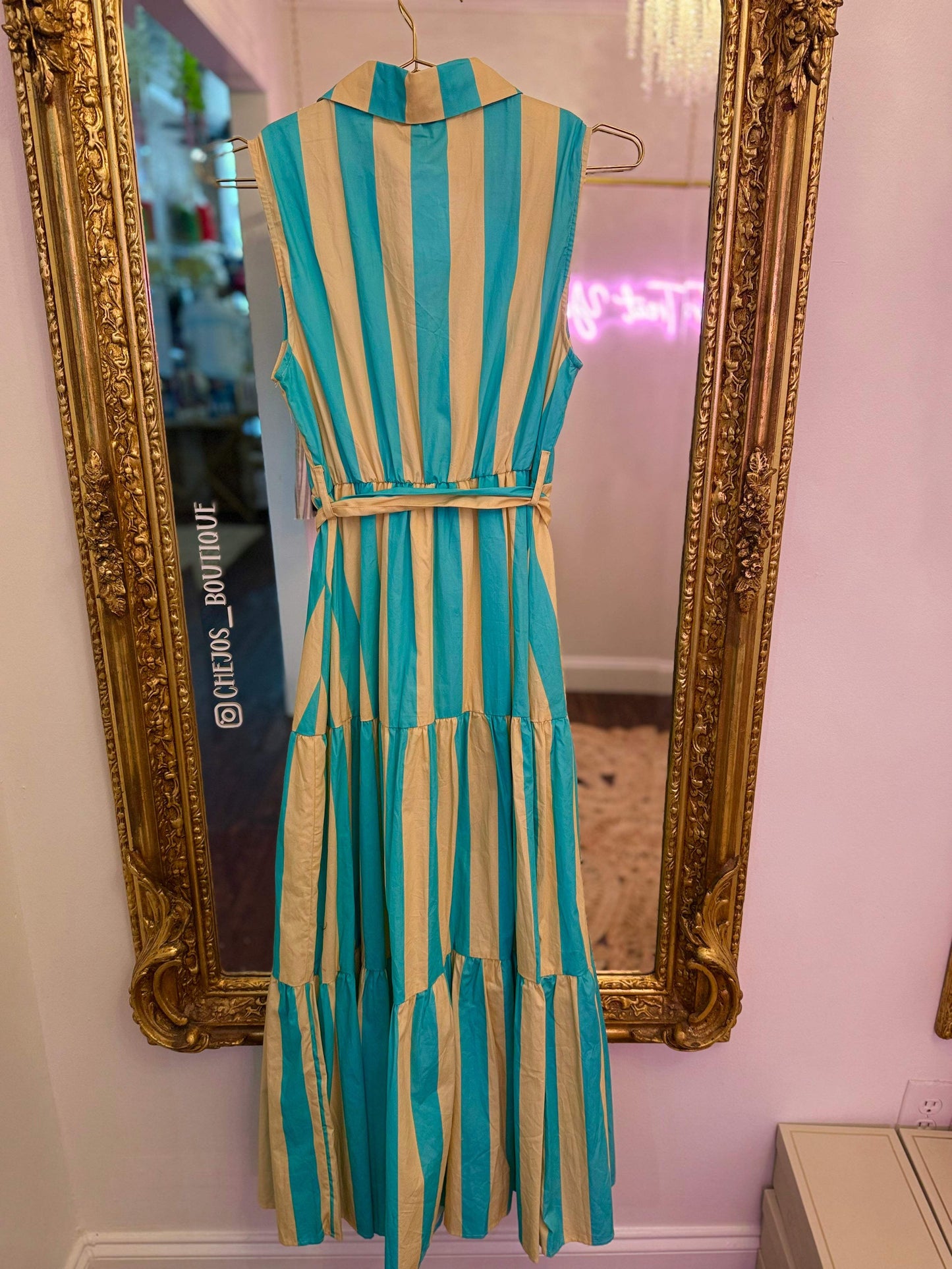 Sunshine Stripe Belted Maxi Dress