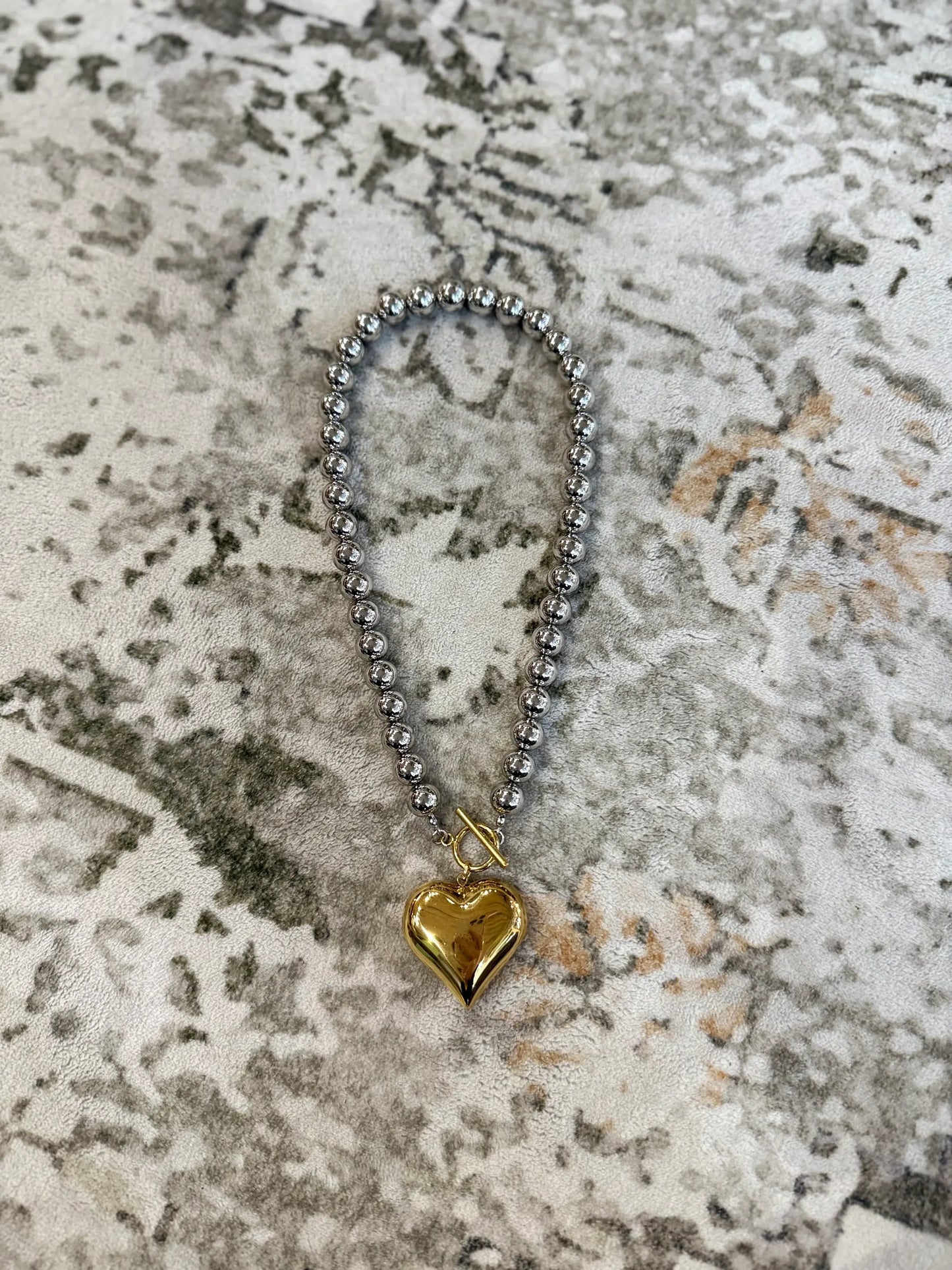 Glam Two Tone Heart Necklace | Water Resistant