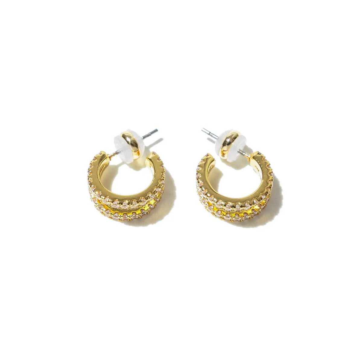 Gold Pavé Shine Double Hoop Earrings