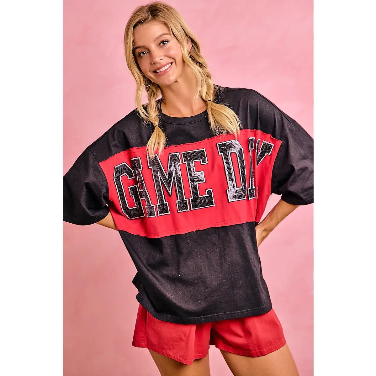 Game Day Spirit Colorblock Appliqué Tee