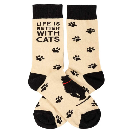 Classic Woven Crew Socks - Cats