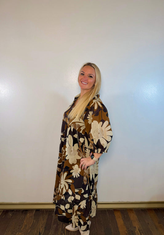 Fall Floral Midi Dress