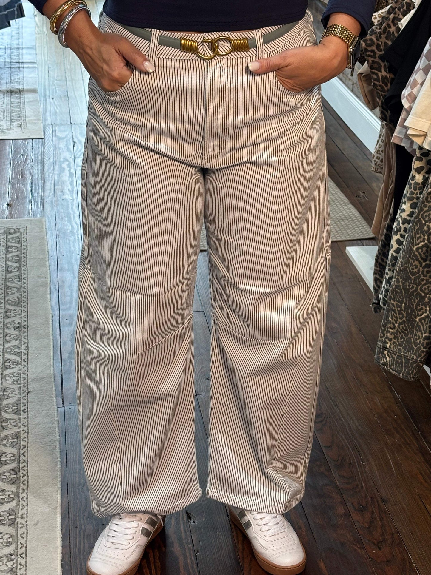 Easy Stripes Barrel Jeans