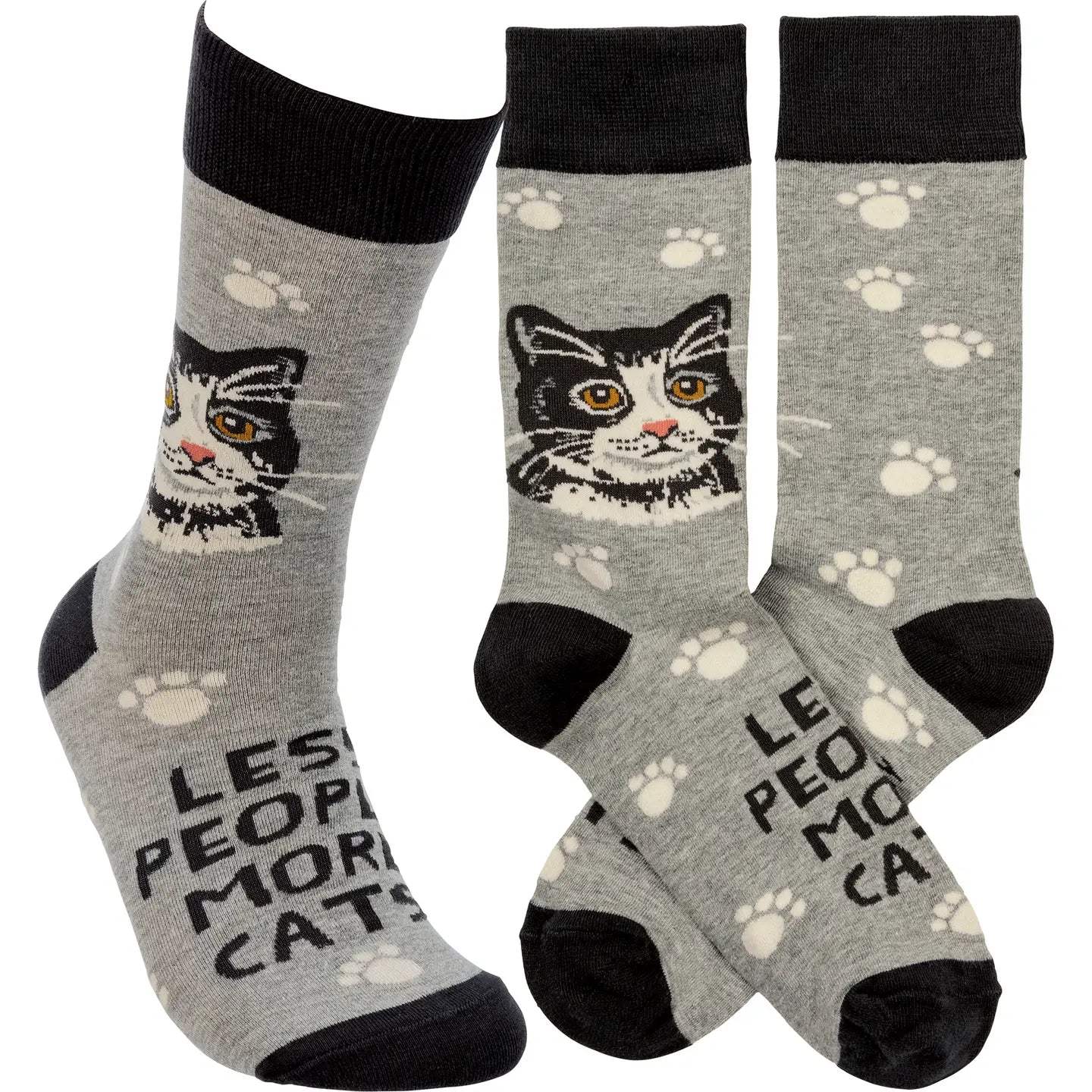 Classic Woven Crew Socks - Cats