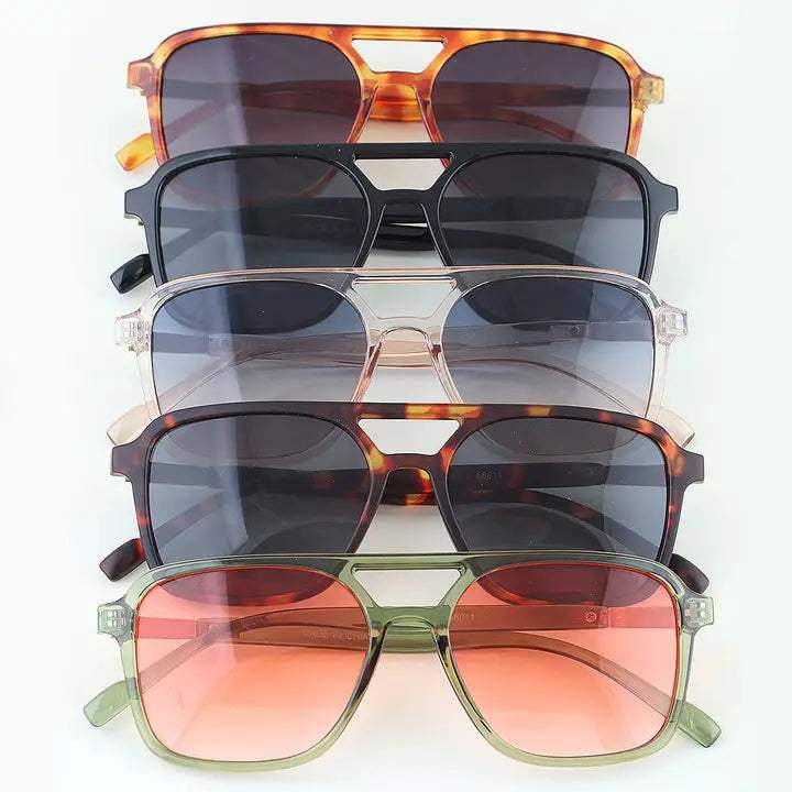 Dahlia Two Toned Straight Aviator Sunglasses