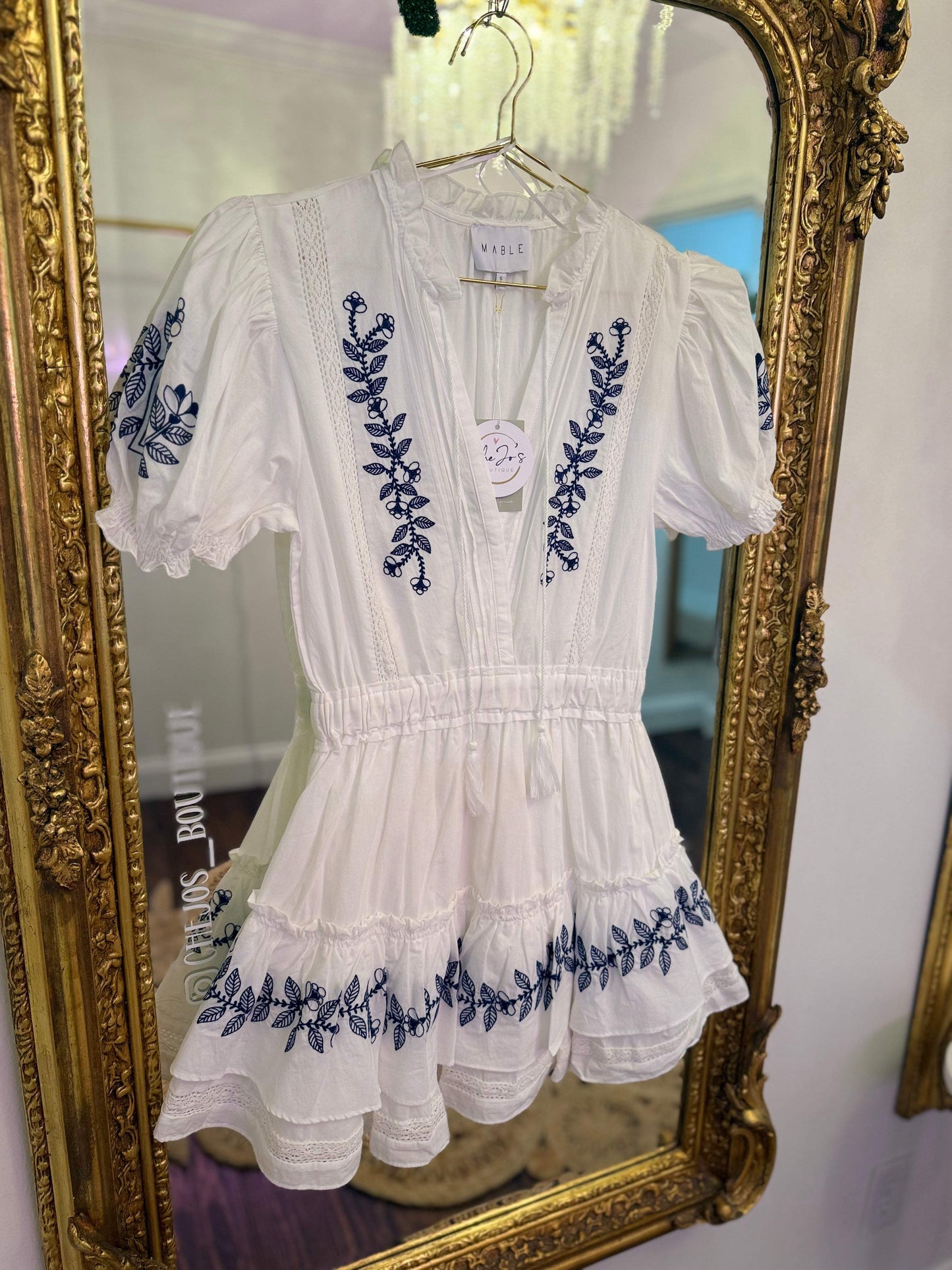 Brielle Embroidered Ruffle Tier Dress