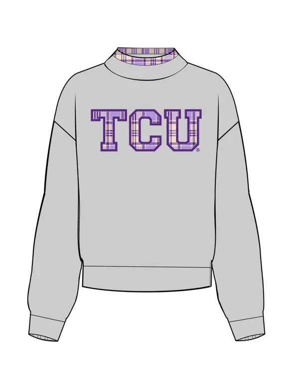 Varsity Plaid Mock Neck Sweatshirt