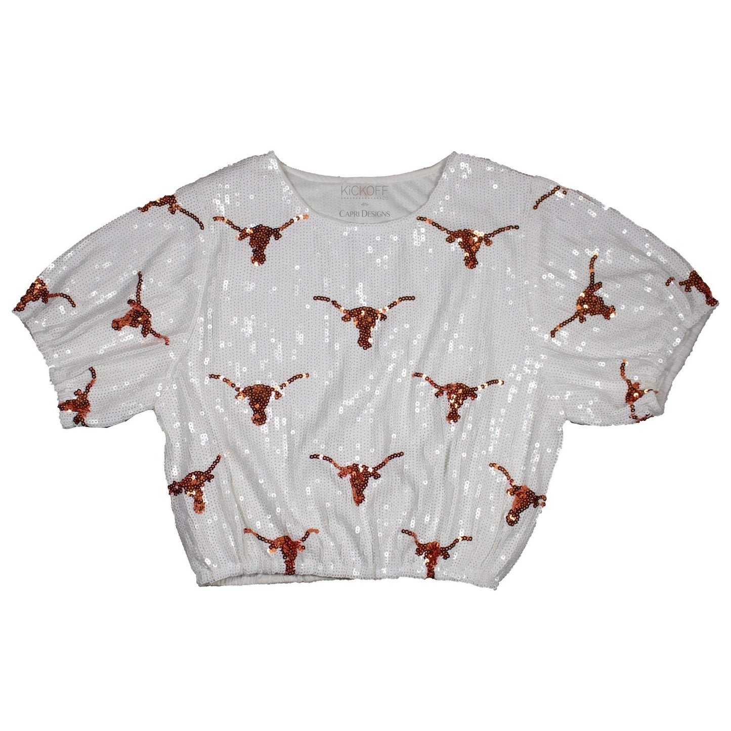 College Logo Sequin Crop Top