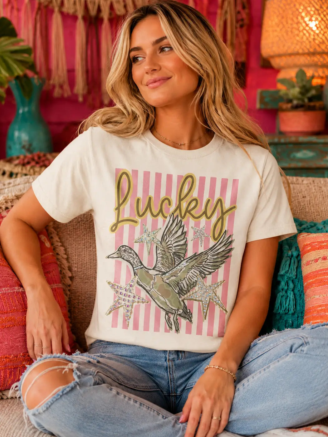 Lucky Duck Crystal Bling Tee