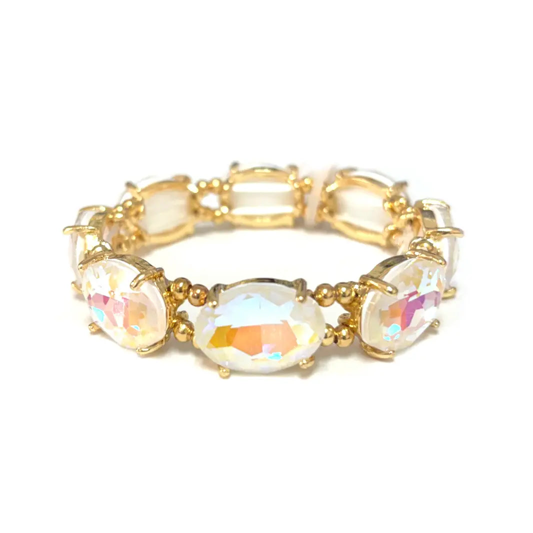 Oval Shimmer Crystal Bead Bracelet