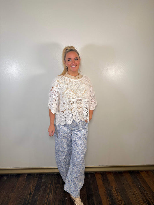 Coin Stamp Print Barrel Jeans