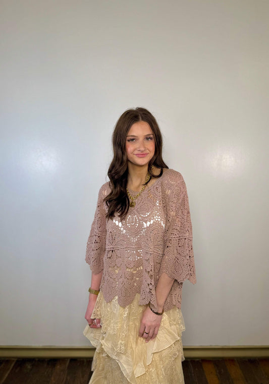 Hollow & Hem Crochet Lace Top