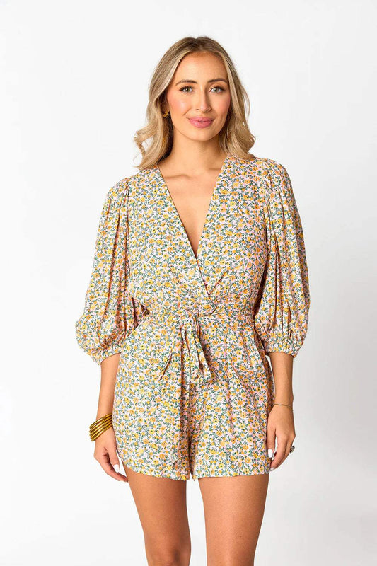 Julia Short Sleeve Romper - Magnolia | BuddyLove