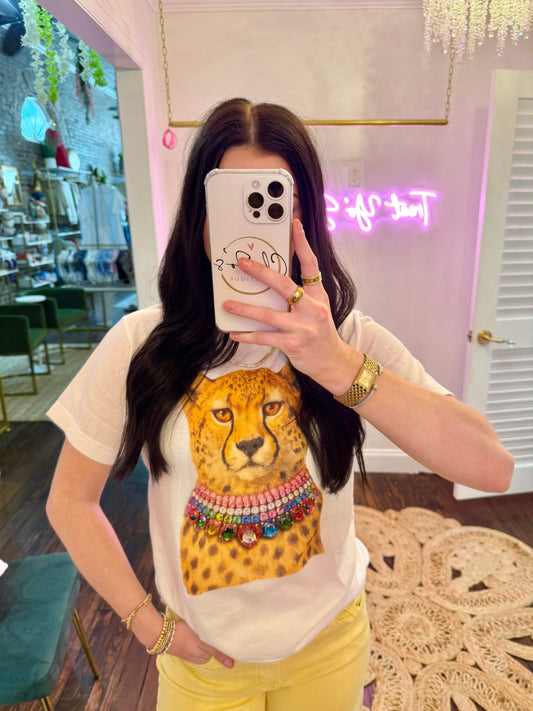 All Blinged Out Jeweled Animal Collar Tee
