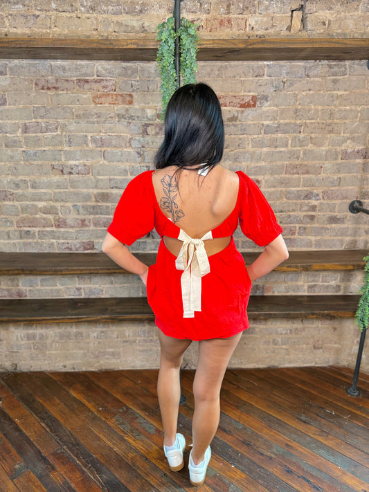 Gardenia Puff Sleeve Open Back Short Set