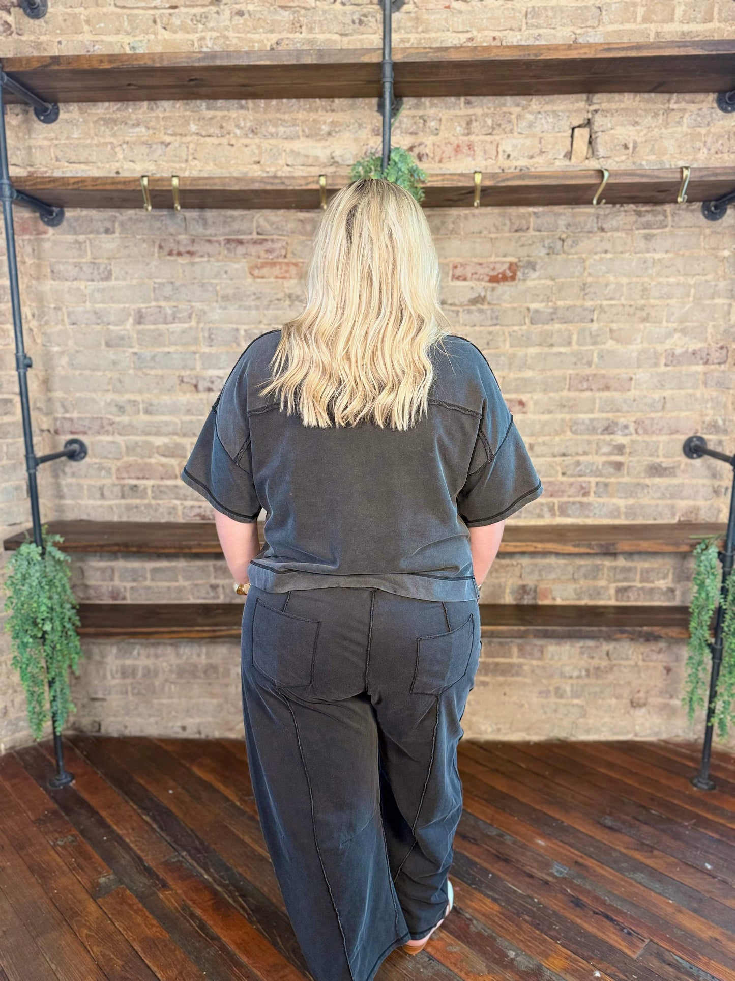 PLUS SIZE | Mineral Washed Cropped Slouchy Top