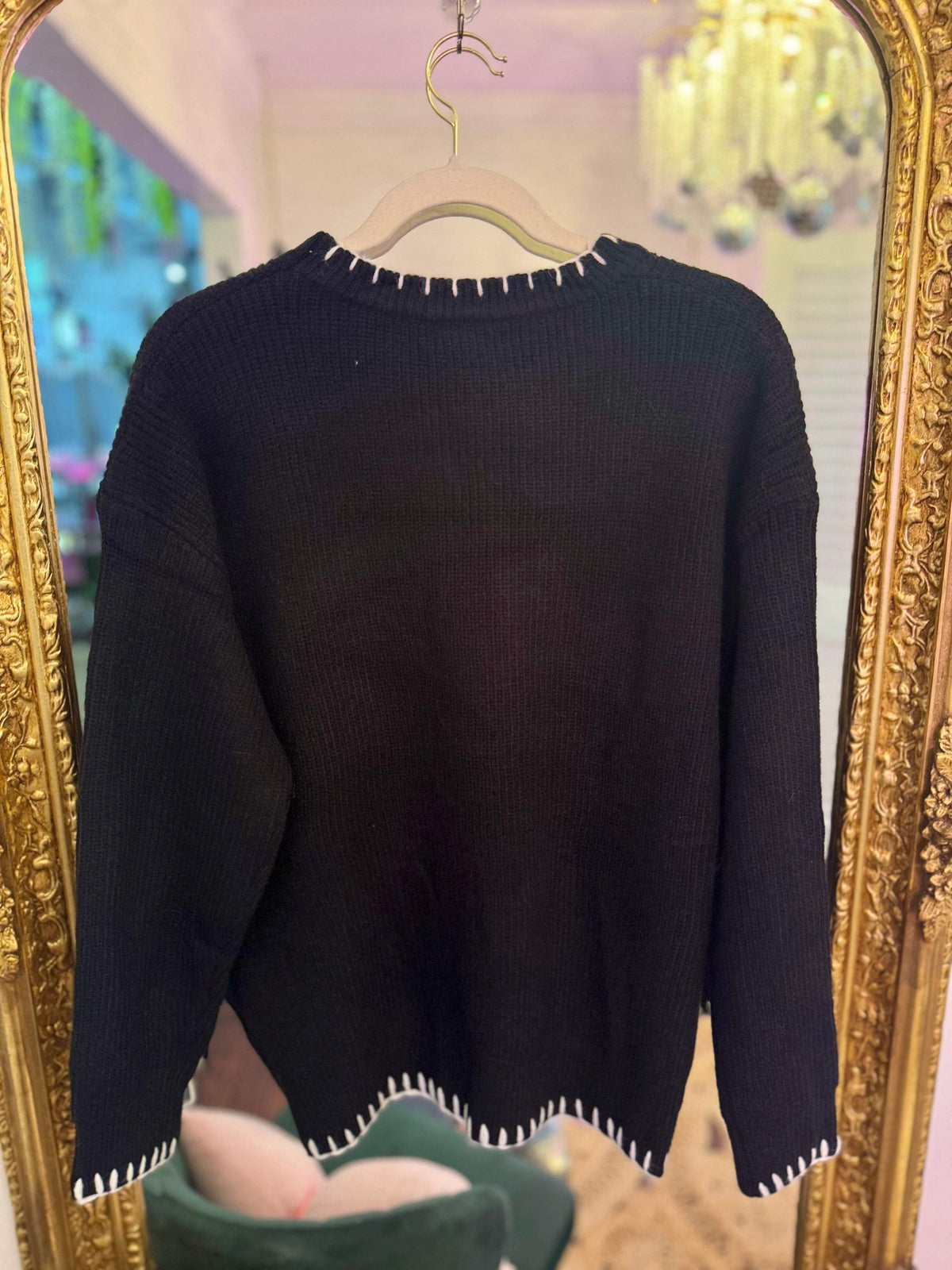 BOO Embroidered Halloween Knit Sweater