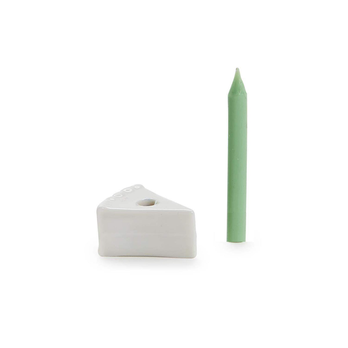 May All Your Wishes Come True Slice of Cake with Candle Figurine