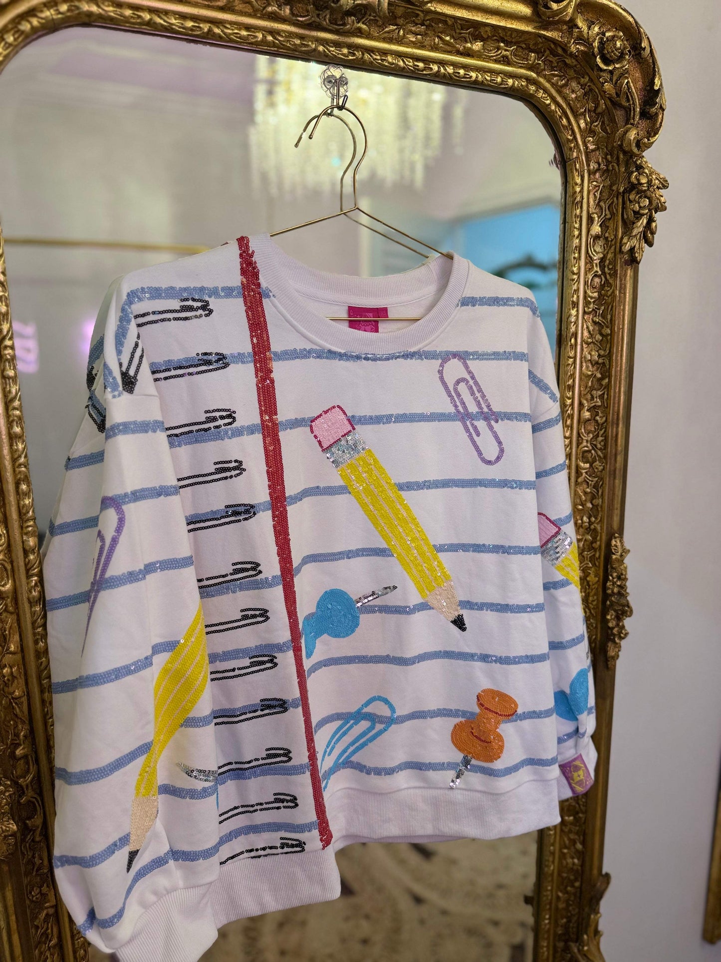 White Notebook Paper & School Supplies Sweatshirt