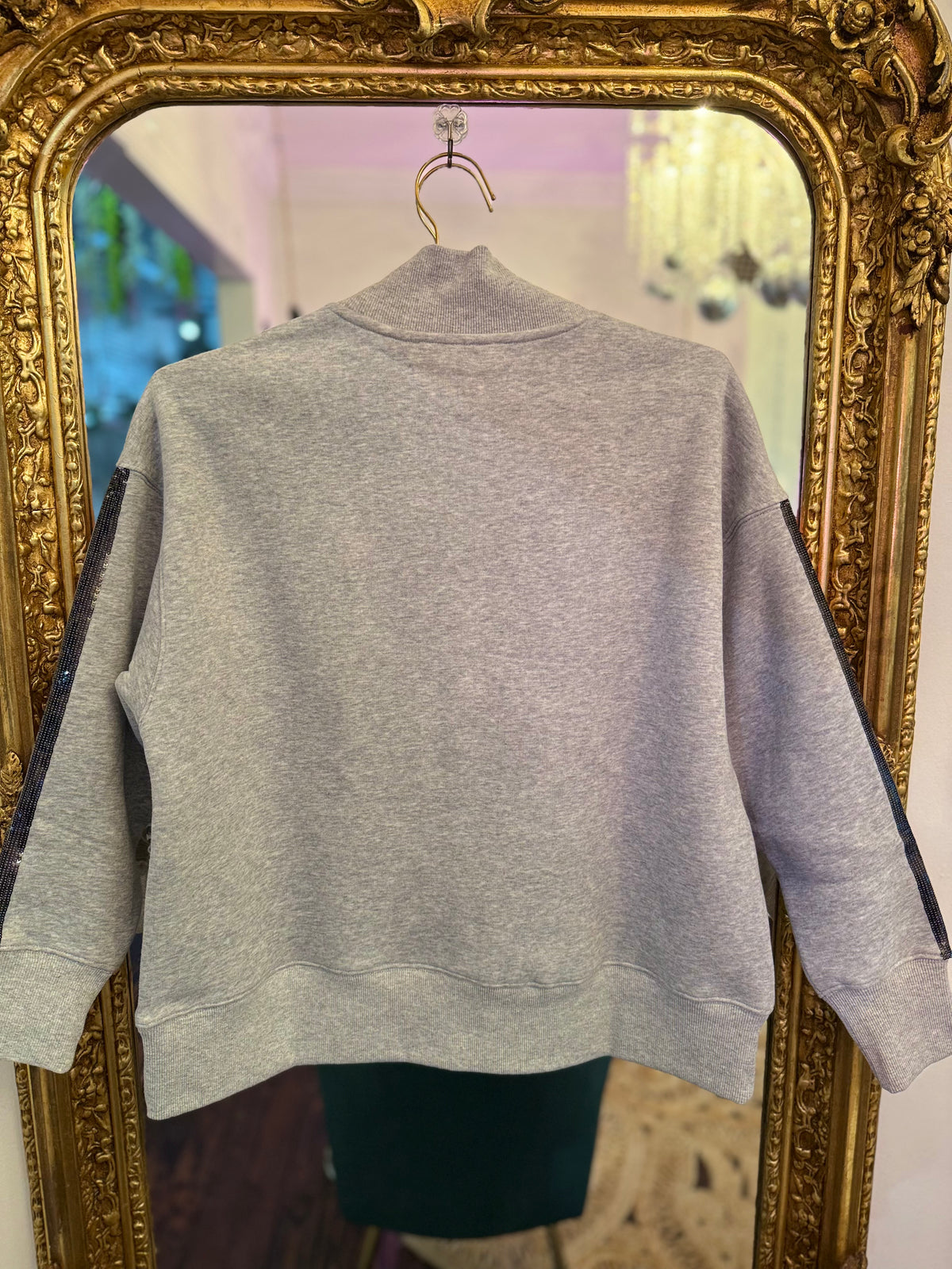 College Mock Neck Sequin Stripe Sweatshirt | Brianna Cannon