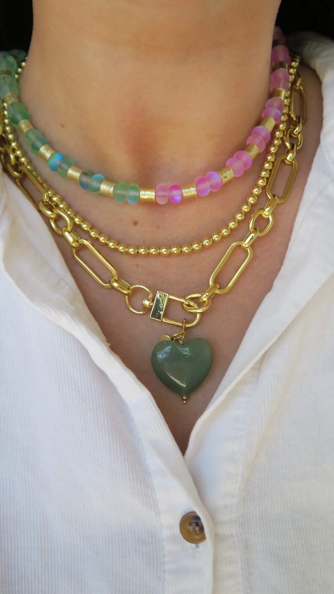 Marble Heart Charm Necklace