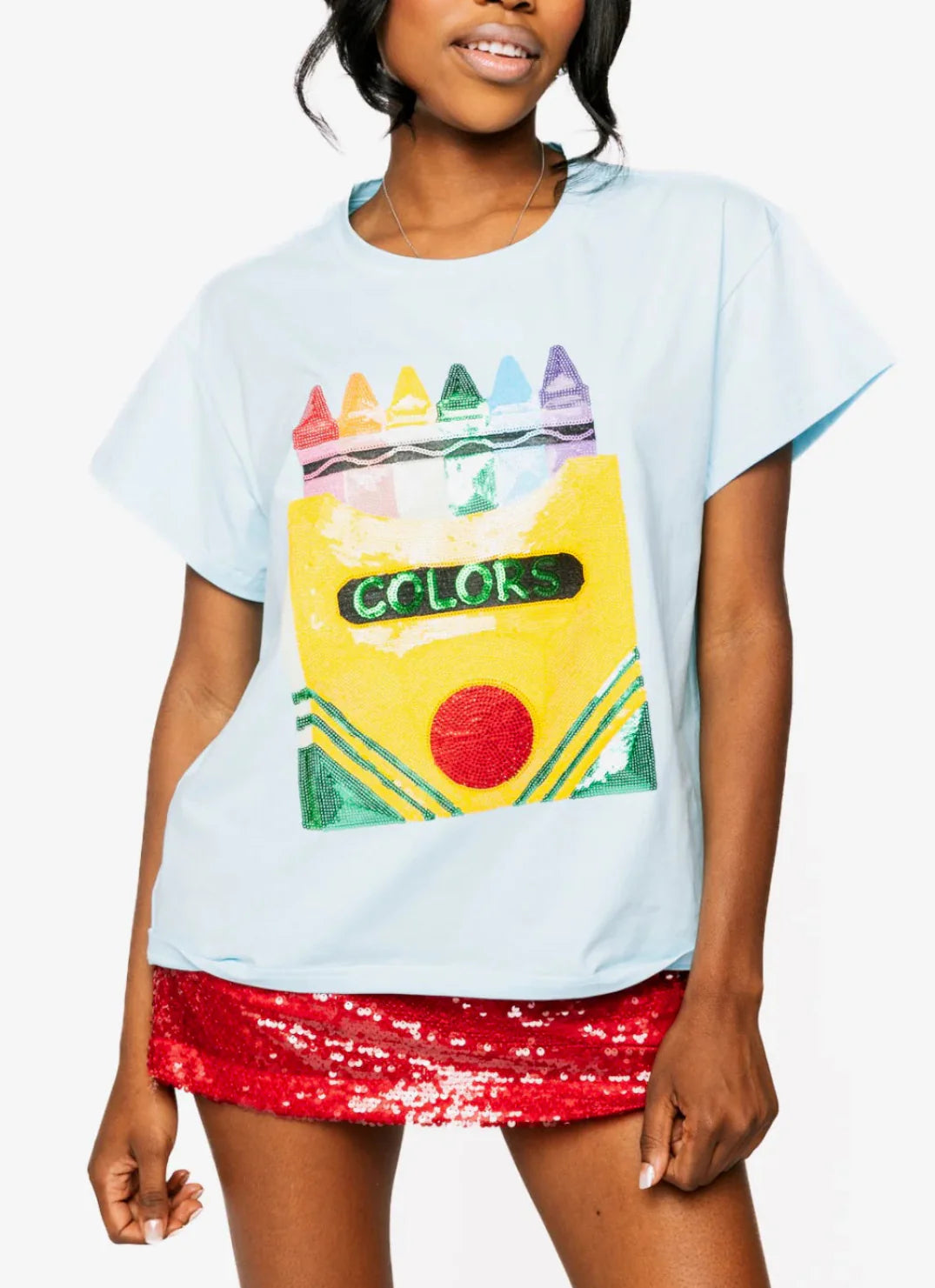 Light Blue Crayon Tee | Queen of Sparkles