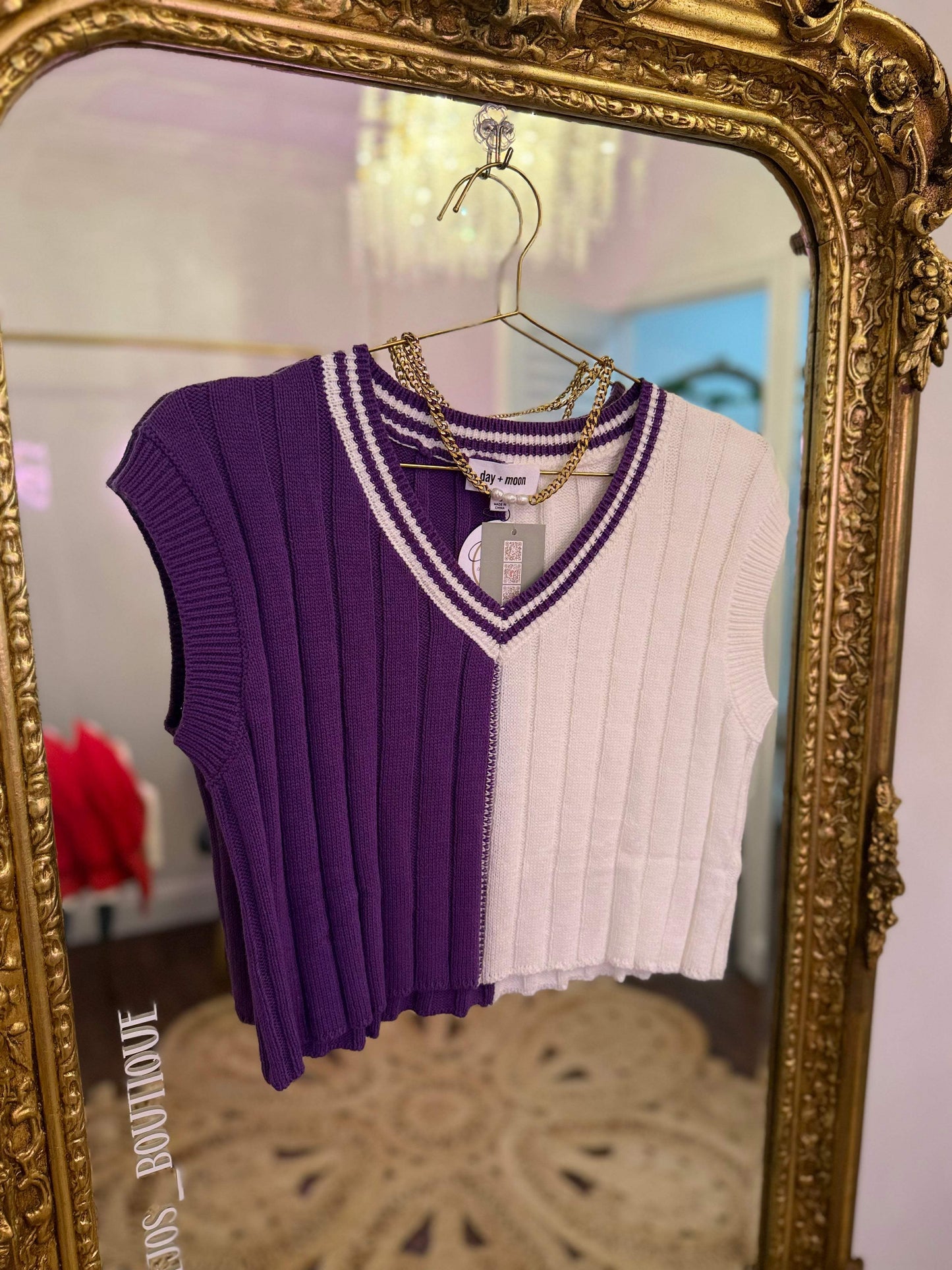 Two Tone Cropped Sweater Vest