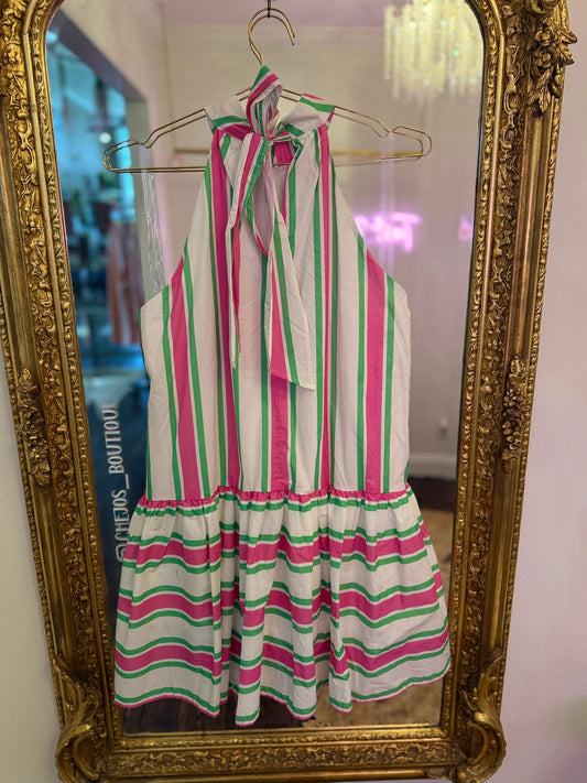 Sunstripe Tie-Back Mini Dress