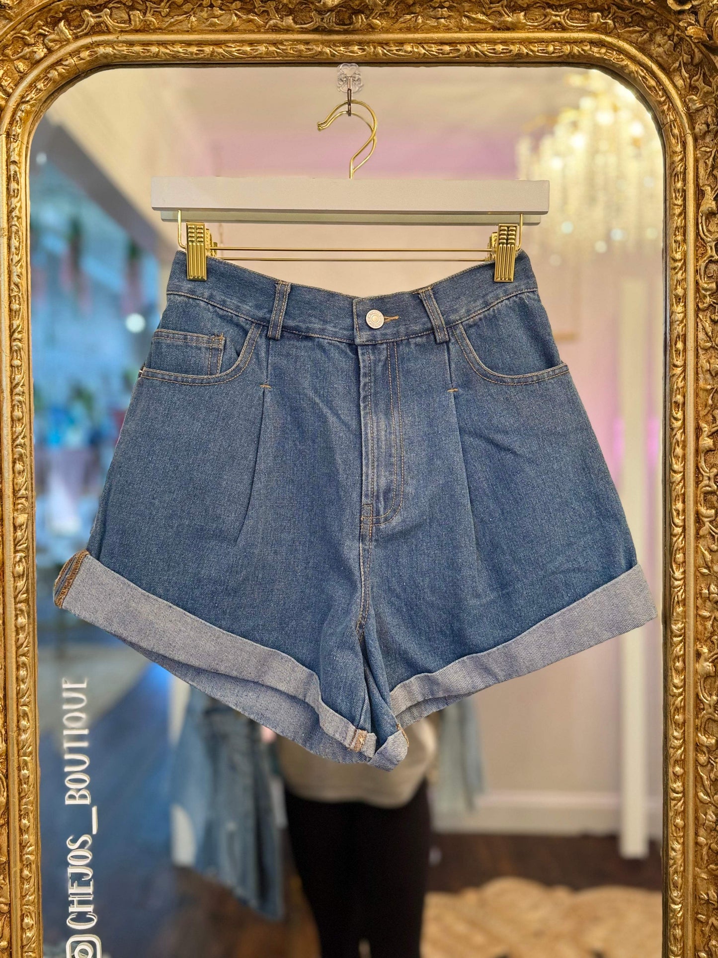 Kaylee Pleated Denim Shorts