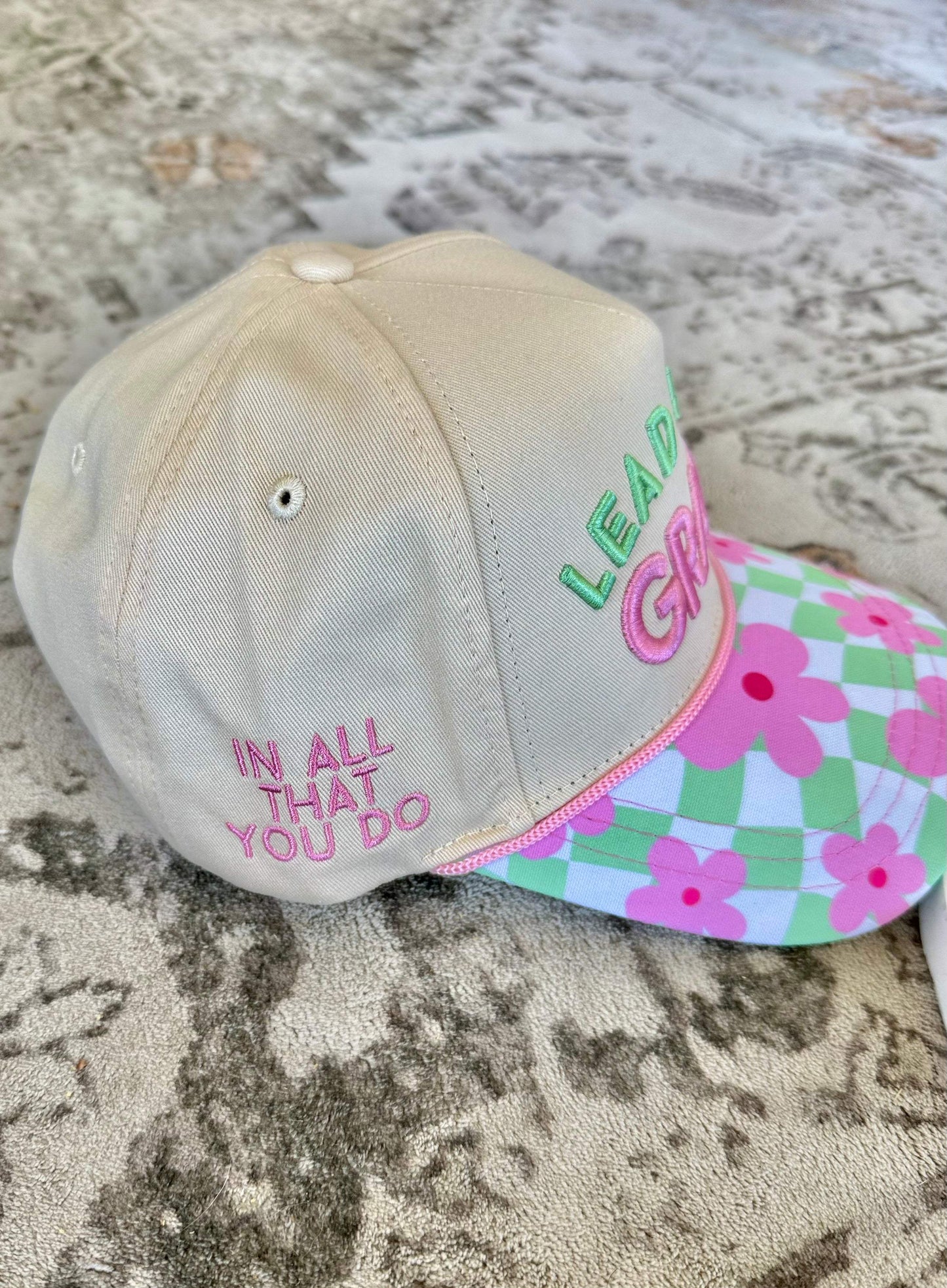 "Lead with Grace" Embroidered Canvas Trucker Hat