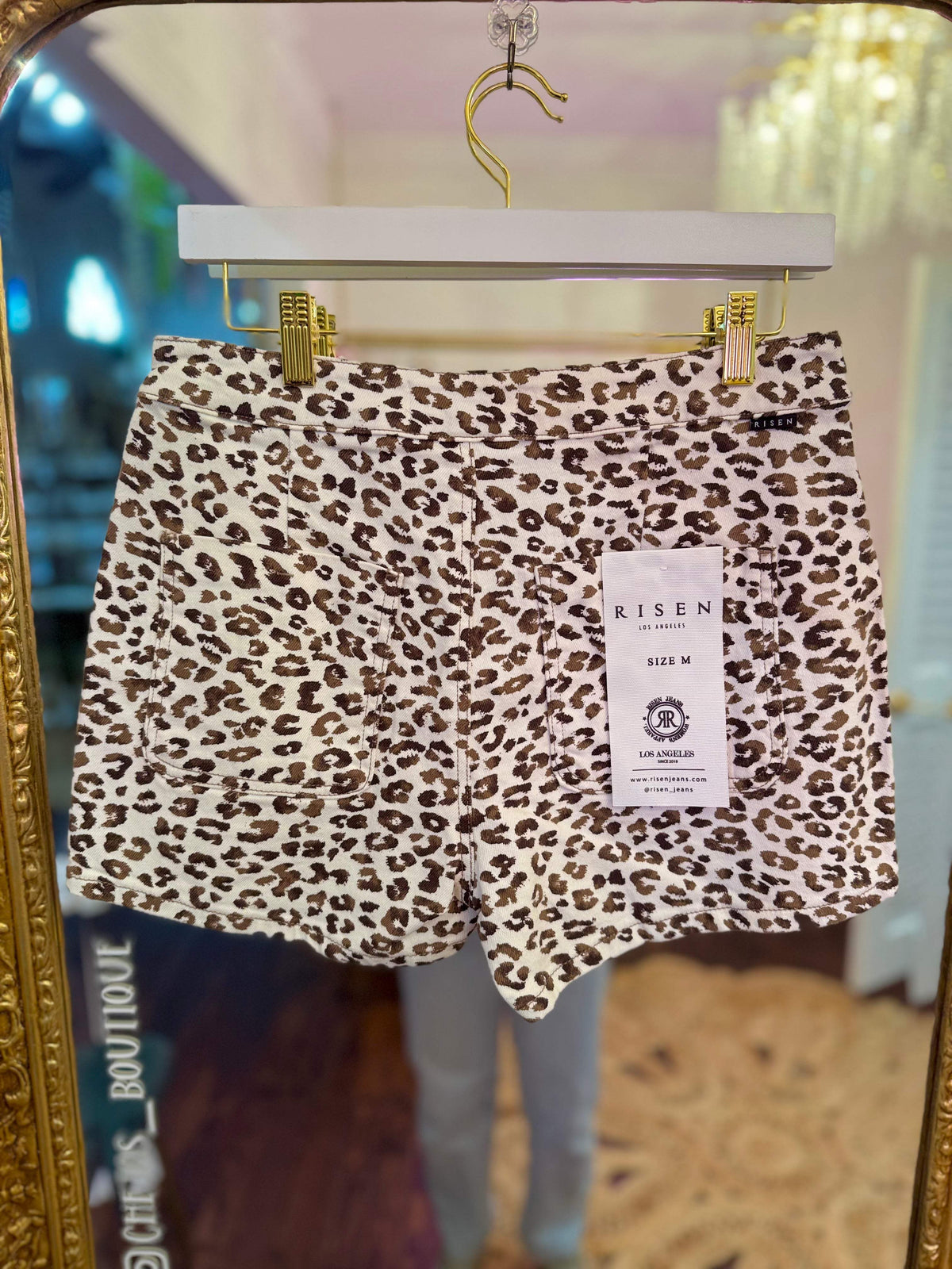 High rise Leopard Button Down Skort | Risen Jeans