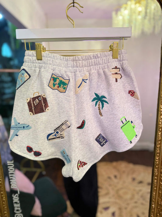 Grey Multi Travel Icon Short | Queen of Sparkles