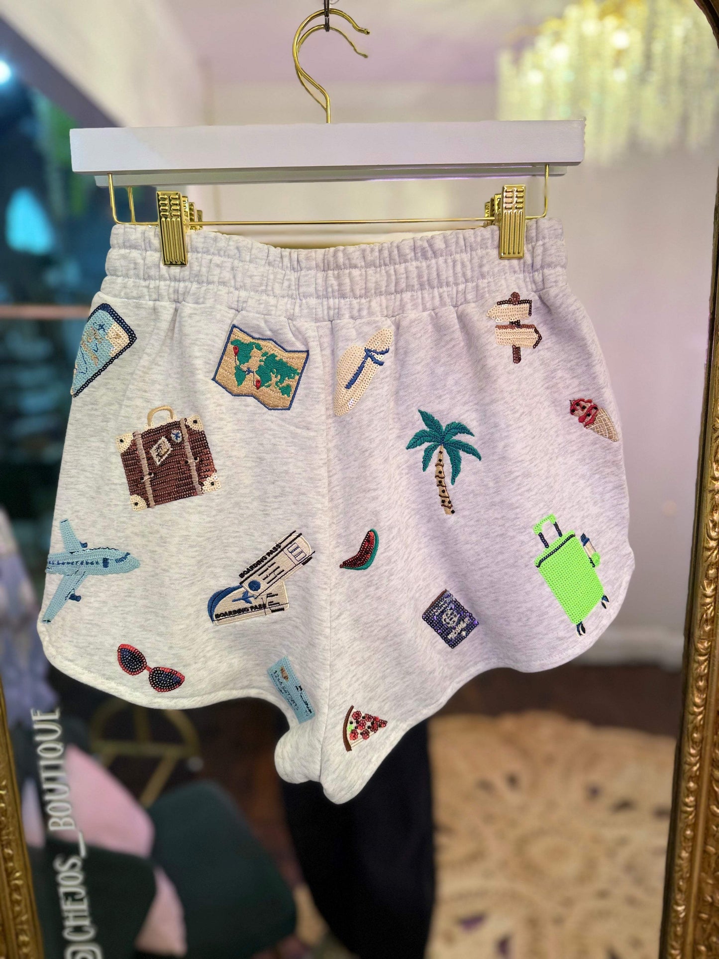 Grey Multi Travel Icon Short | Queen of Sparkles