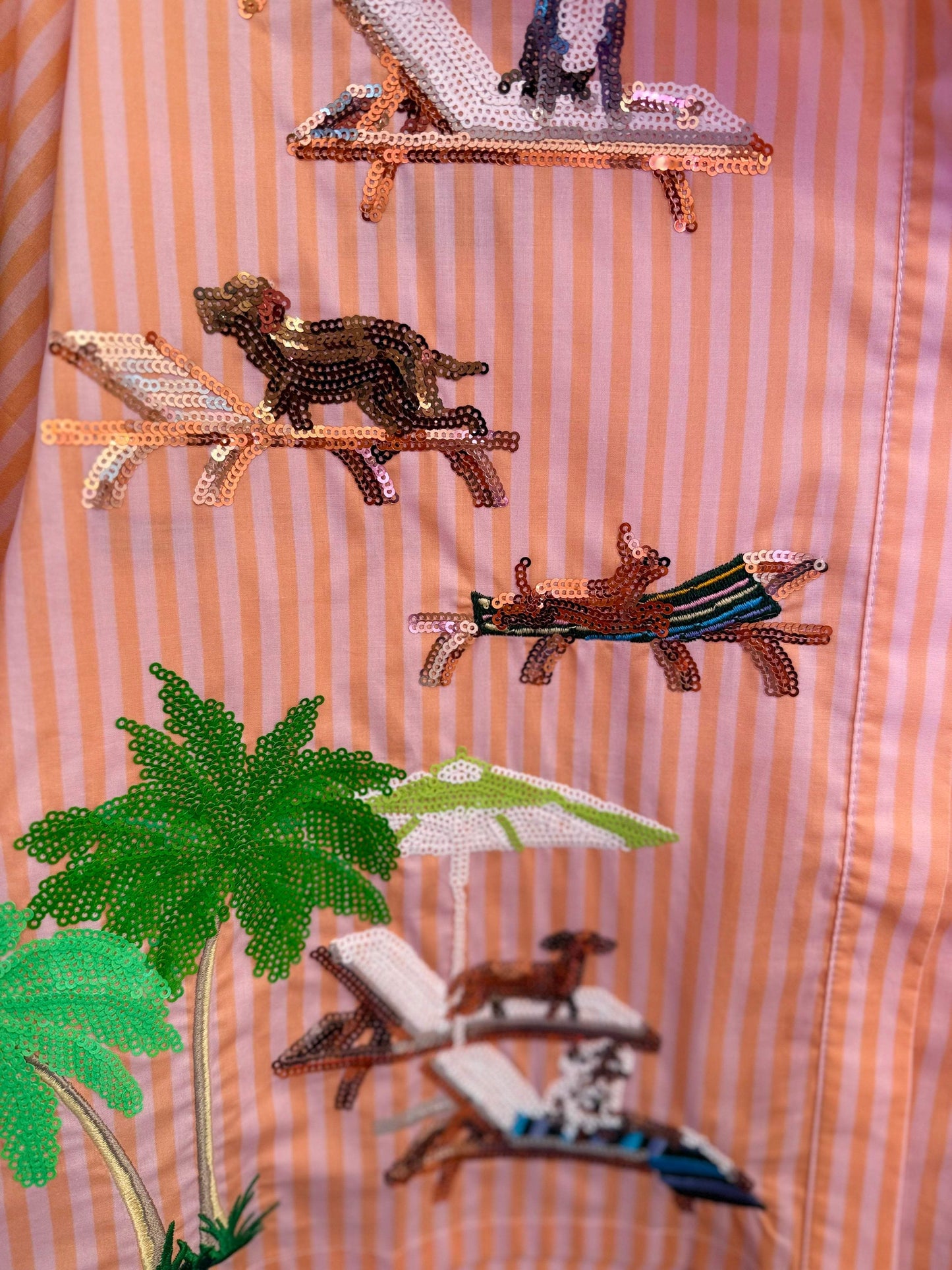 Orange Stripe Dogs at the Beach Cotton Top | Queen of Sparkles