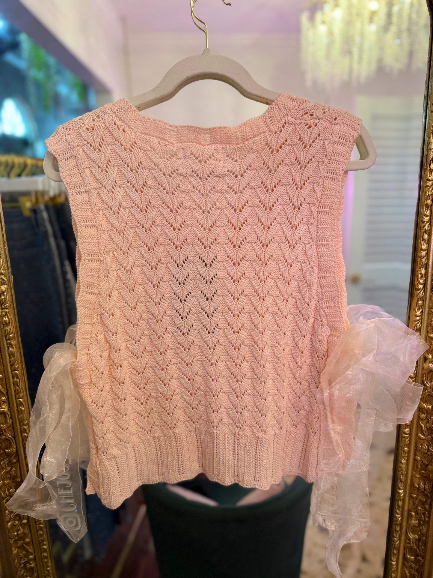 Sutton Knit Ribbon-Tie Vest Top