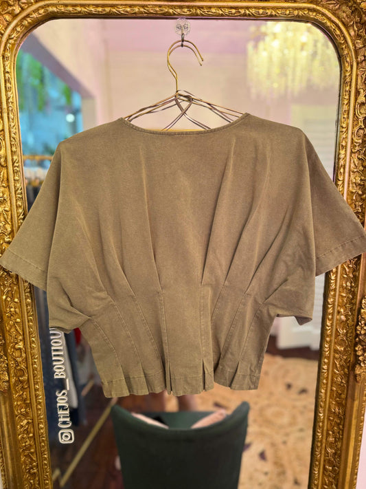 Amirah Pleated V-Neck Top
