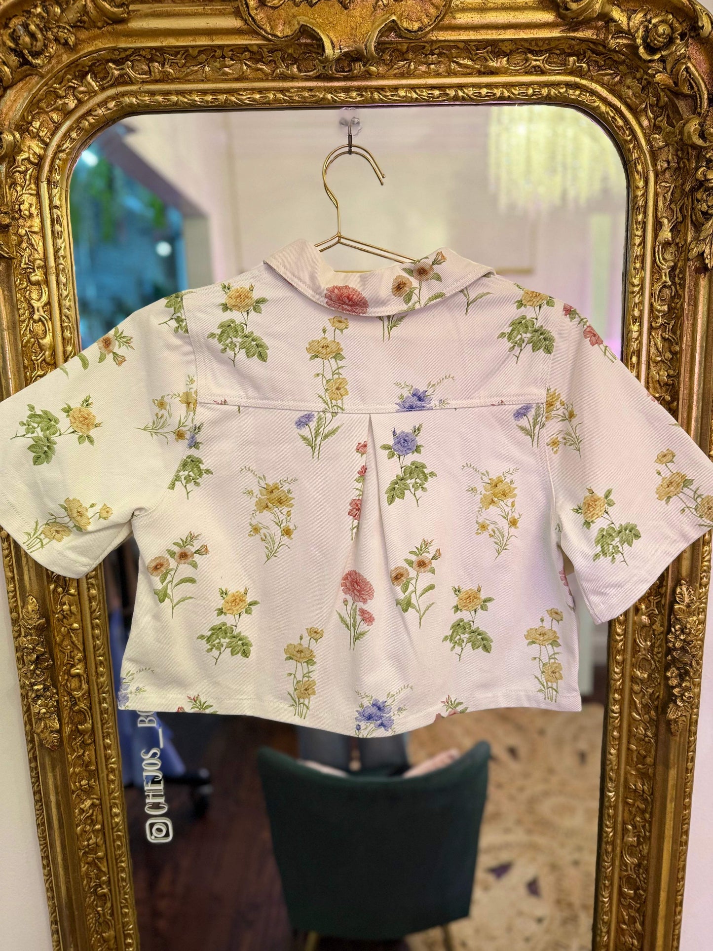 Tanya Botanical Denim Cropped Top