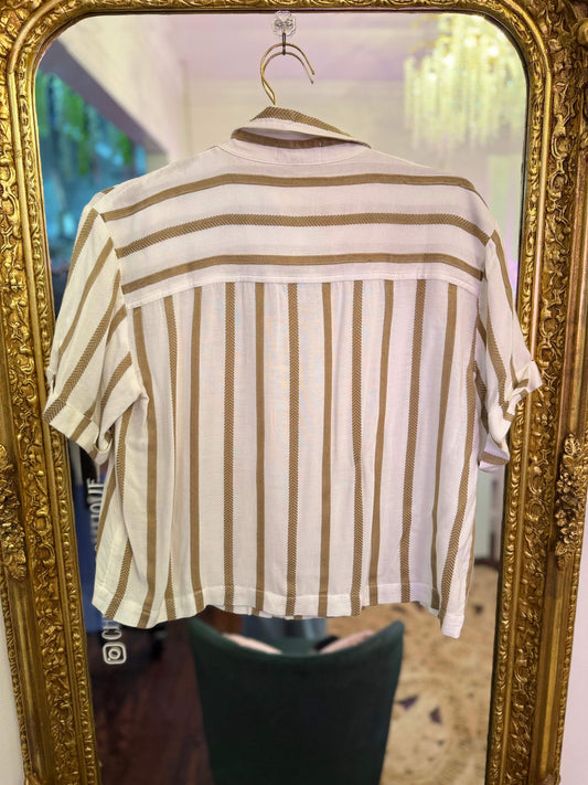 Aida Short Sleeve Pleated Top - Golden off White | Kut from the Kloth