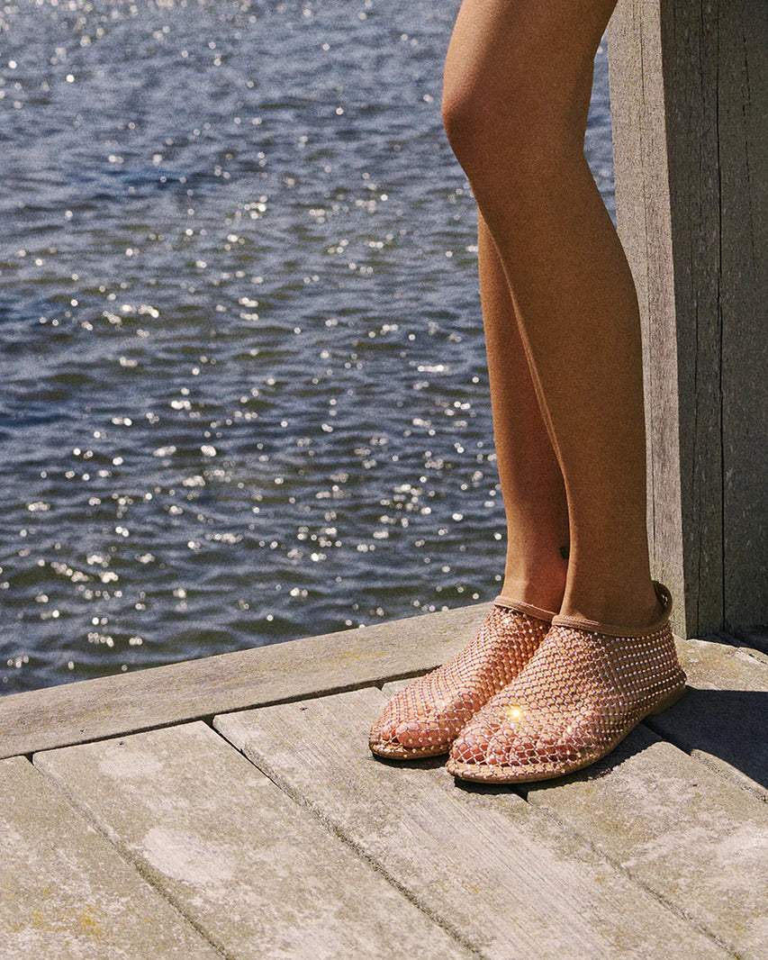 Mino Blush Rhinestone Ballet Flats