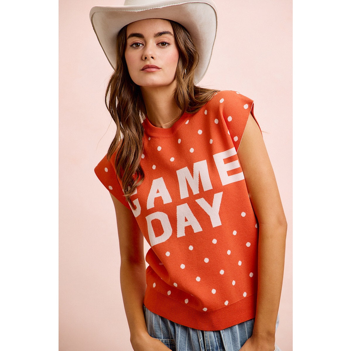 Game Day Glam Polka Dot Sleeveless Top