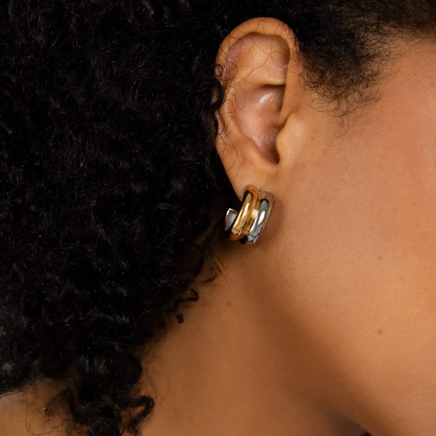 Twin-Tone Gold & Silver Statement Hoop Earrings