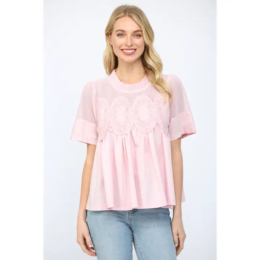 Mesh Applique Combined Top