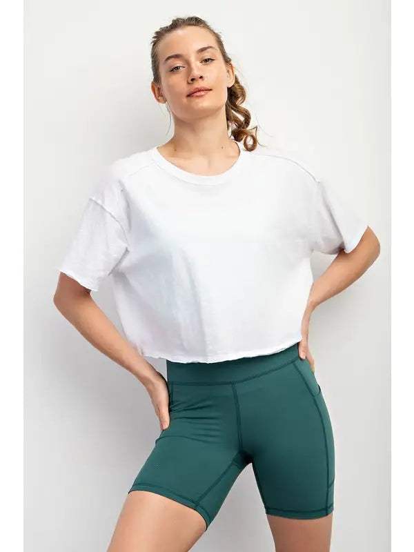 PLUS SIZE | Camellia Cotton Slub Crop Top