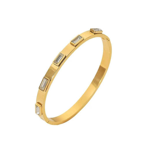 Waterproof CZ Gold Bangle Bracelet