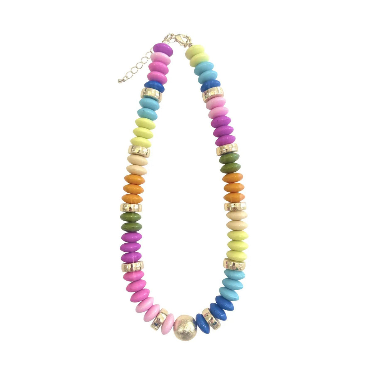 Rainbow Beaded Disc Layered Necklace