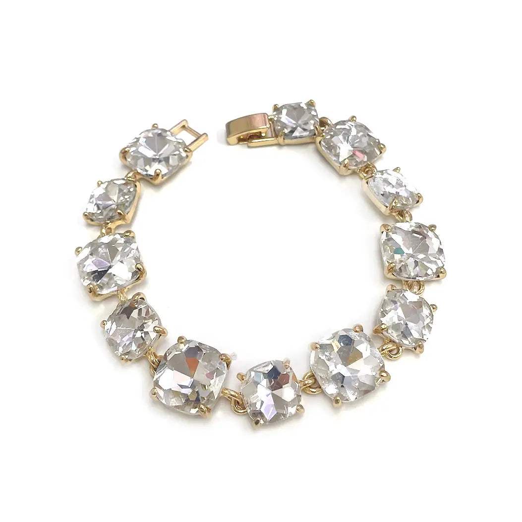 Rosalind Cushion Cut Crystal Glass Linked Bracelet