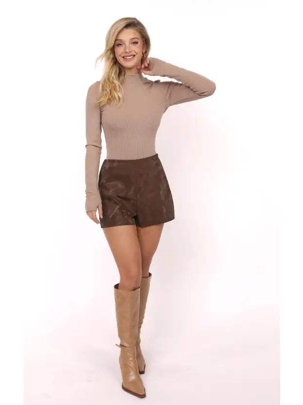 New Chapter Vegan Leather Side Zip Shorts